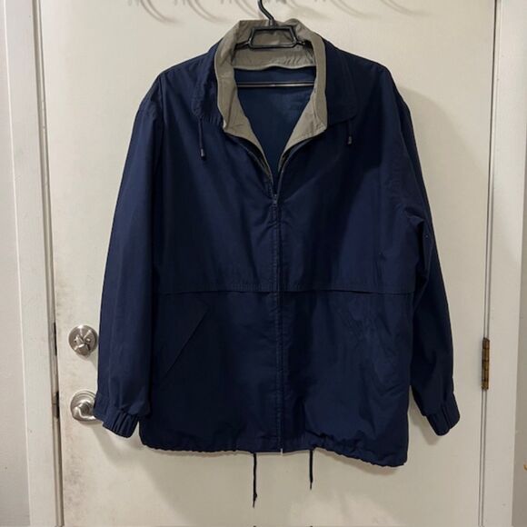 London Fog Mens Navy Blue Full Zip Windbreaker Jacket Size Large - Picture 3 of 12